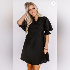 Impressions Boutique small S Black Puff Sleeve Dress Womens Dresses